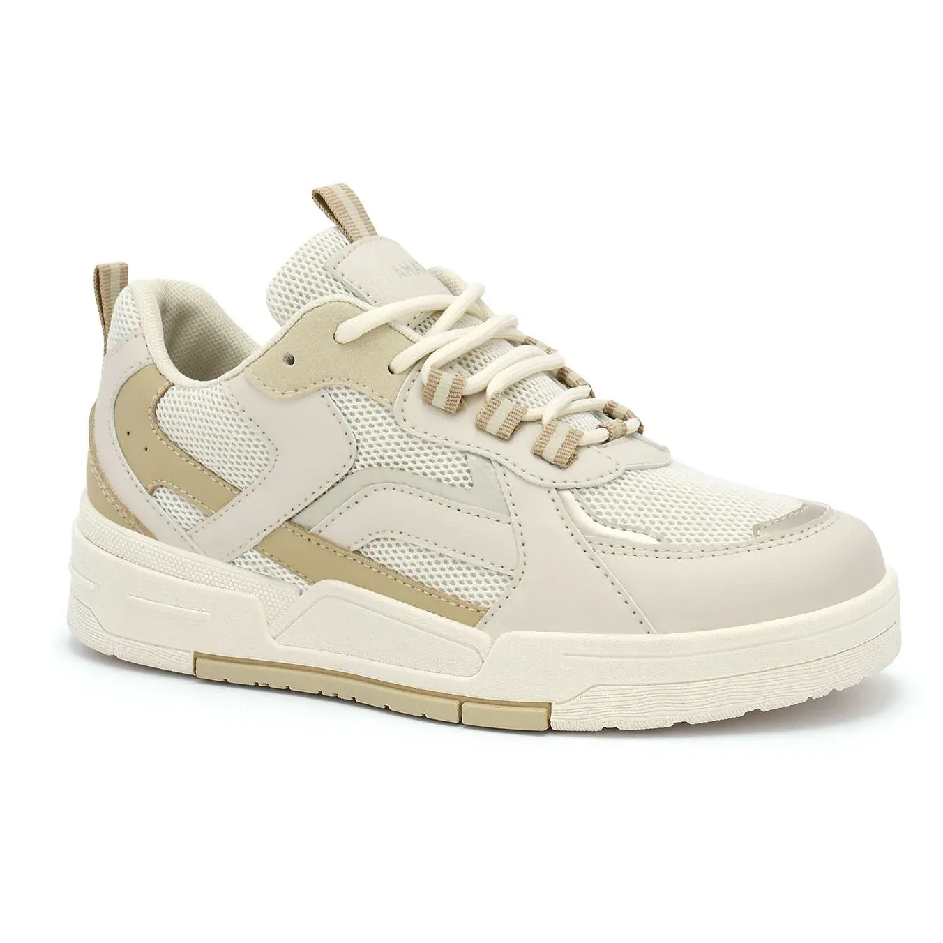 Tênis casual feminino Ramarim modelo 89235-01 cor off white com detalhes de conforto e design moderno.